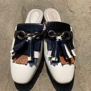 Tods fringe and tassel leather loafers